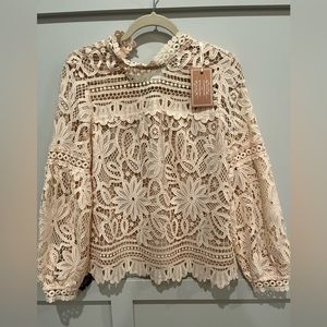 Brand new light pink lace top